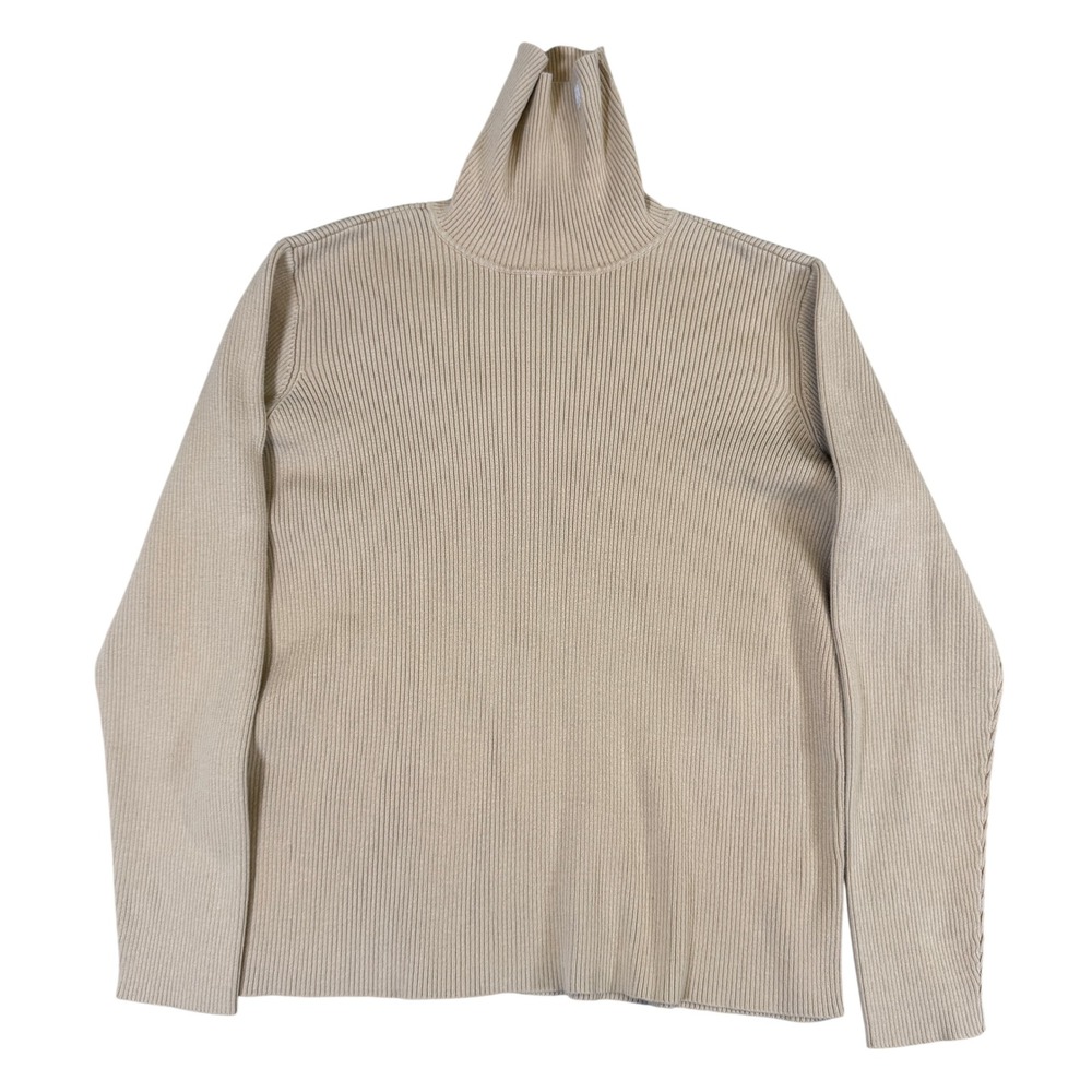 Lauren Ralph Lauren Tan Ribbed Turtleneck Sweater Long Sleeve Beige Knit Top
